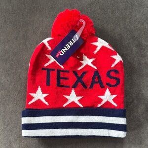 Adult Unisex Red White & Blue Texas Beanie with Stars Stripes One Size NWT